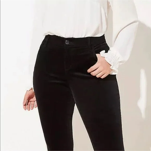 LOFT Plus Black Midrise Stretch Velour Skinny Pants size 22 NWT - Picture 5 of 16